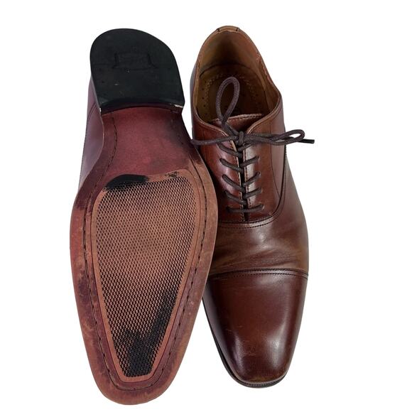 Florsheim Shoes Oxford Mens 10.5D Brown Lace Up Leather Upper Lace Up Cap Toe - Picture 8 of 9